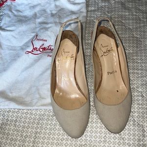 Louboutin nude wedges!
